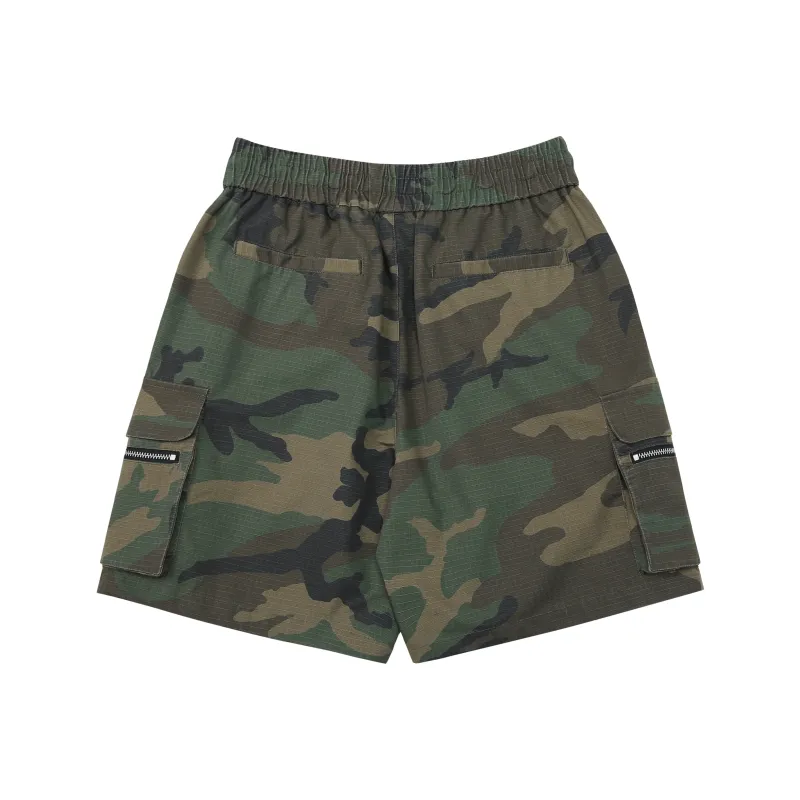 CHINISM Casual Shorts Unisex Green Camouflage-1