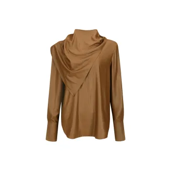 YCH FW24 SCARF DETAILED BLOUSE Shirt Women's BROWN/Brown