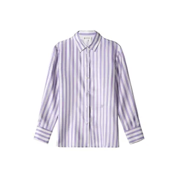 LILIXIUKE Shirt Women's Purple White Stripes