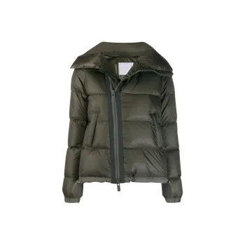 Sacai Solid Color Lapel Loose Fit Down Jacket Women's Green