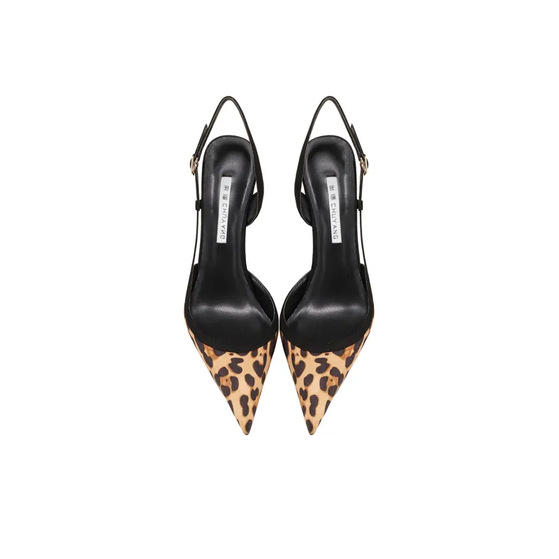 CHUYANG Slim Heel High Heels 6cm/8cm/10cm Women's Leopard Print-4