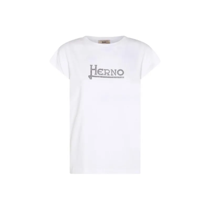 HERNO Logo Embellished Crewneck T Shirt-0