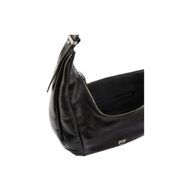 PINKO Love Birds Series Calfskin Croissant Bag Shoulder Bag Women's Black-2