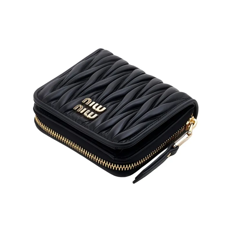 MIU MIU Leather Card Holder Wallet Regular Women's Black-4