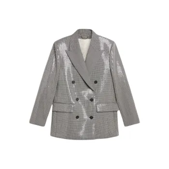 Golden Goose Double Breasted Houndstooth Sequinned Boyfriend Jacket
