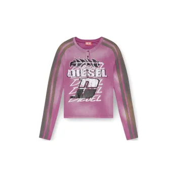 DIESEL T Uncutie Stripe Long Sleeve T Shirt 'Berry/Red'