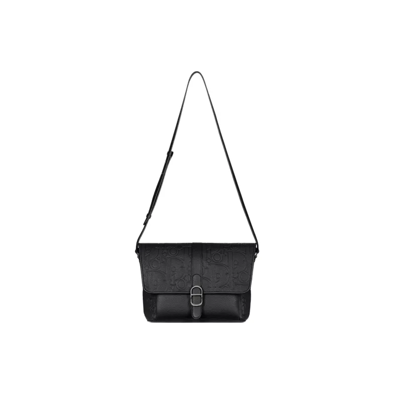 DIOR Cow Leather Messenger Bag, Shoulder Bag, Crossbody Bag Large Size Men's Black-1