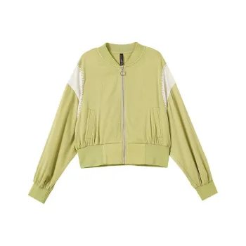OUNIXUE Jackets Coats Women's Green And Apricot