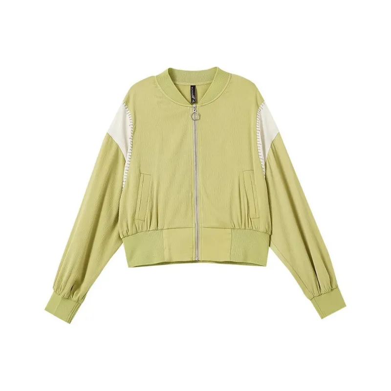 OUNIXUE Jackets Coats Women's Green And Apricot-0