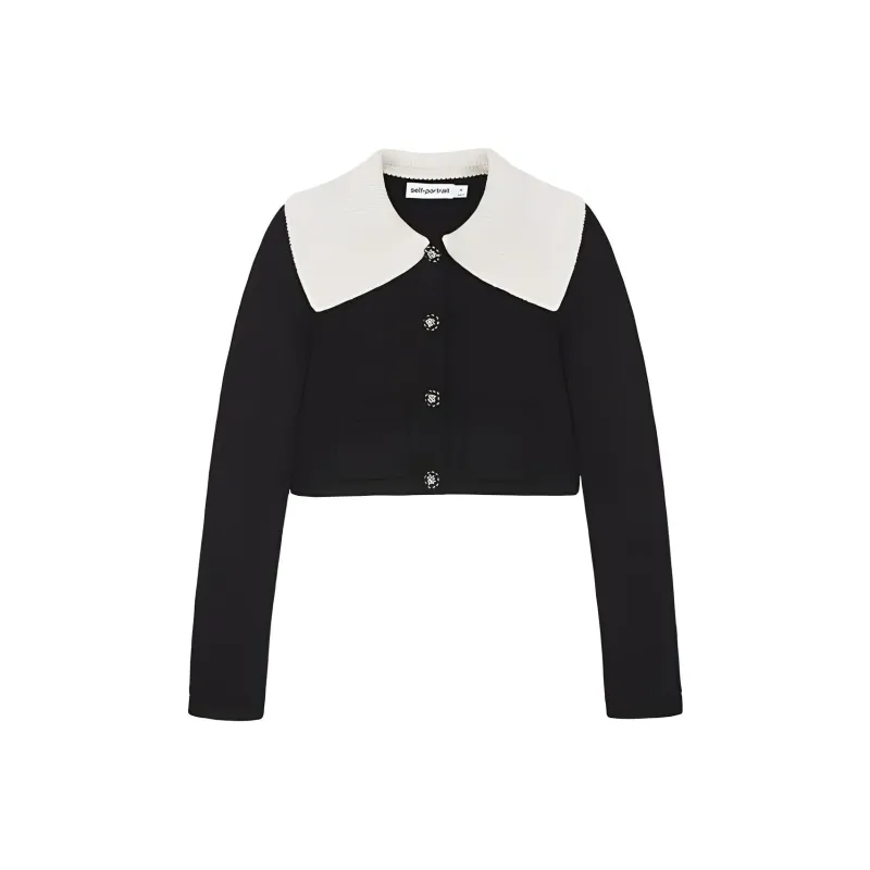 Self portrait Cropped Knitted Cardigan-0