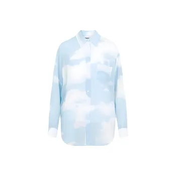 MOSCHINO Sky Printed Collared Long Sleeved Shirt