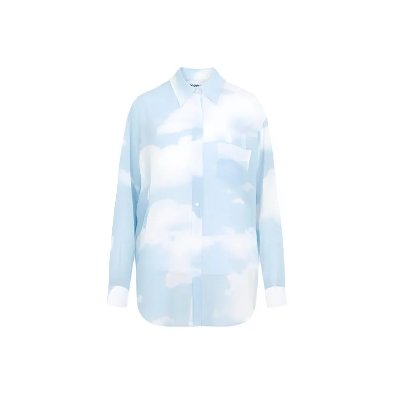 MOSCHINO Sky Printed Collared Long Sleeved Shirt-0