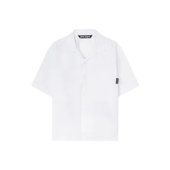 PALM ANGELS Curved Logo Printed Crewneck T Shirt