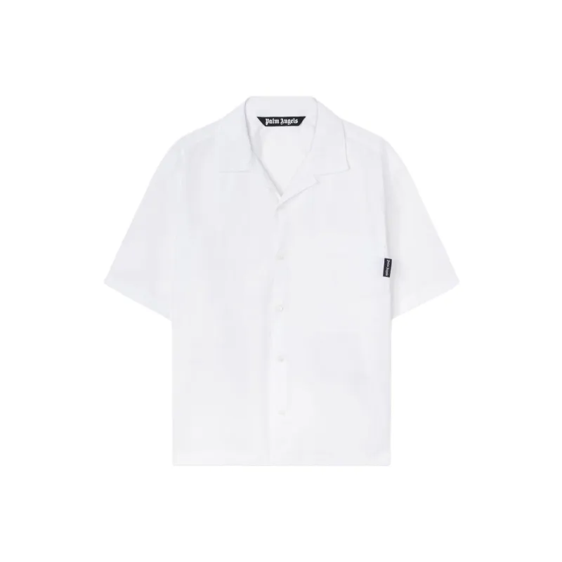 PALM ANGELS Curved Logo Printed Crewneck T Shirt-0