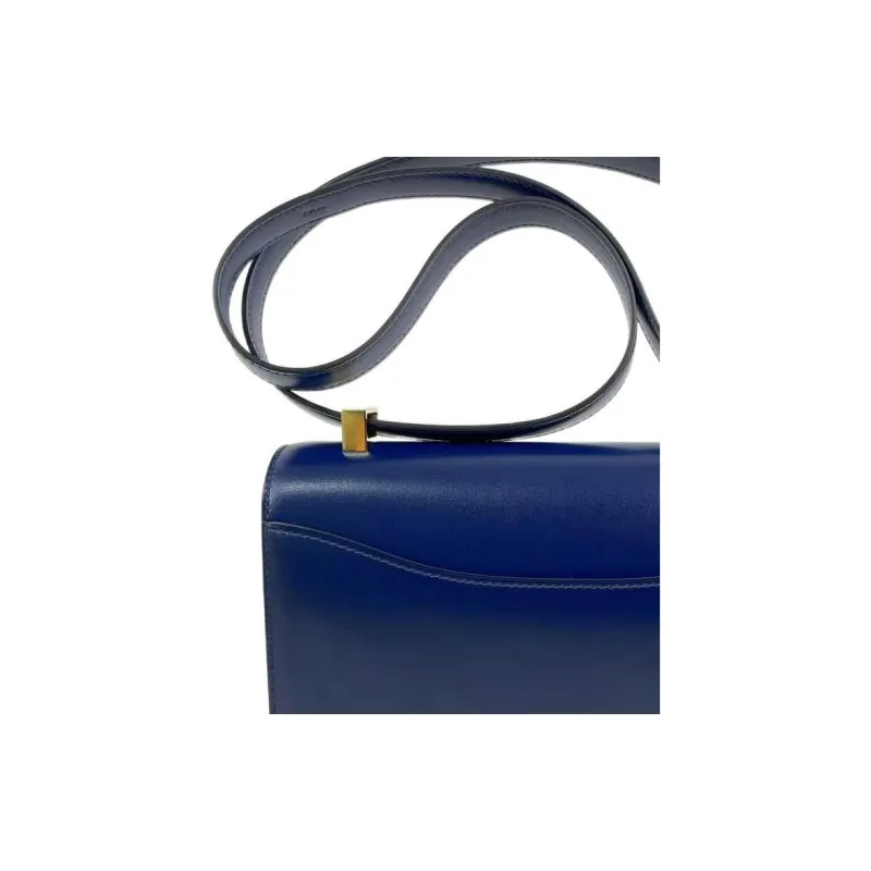 HERMES Constance Box Leather Shoulder Bag, Crossbody Bag Women's 73 Bleu Saphir Sapphire Blue-4