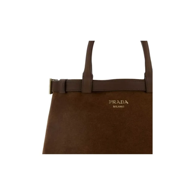 PRADA Suede Shoulder Bag, Crossbody Bag, Handbag Women's Brown-2