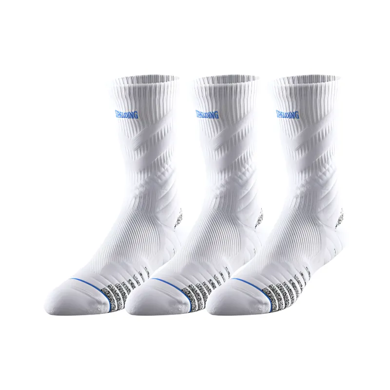 SPALDING Professional Basketball Socks Trendy Versatile Warm Elite Socks Comprehensive Training Unisex 3 Pack-0