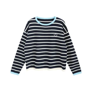 DGMZ Knitwear Women's Black Blue Stripes