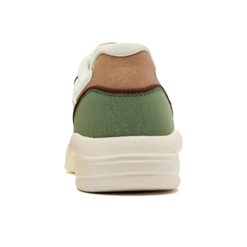 QIAODAN Dry Slip Resistant Cushioning Lightweight Low Top Skateboard Shoes Men's White Green-3
