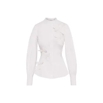 Oscar De La Renta Orchid Cotton Twill Blouse