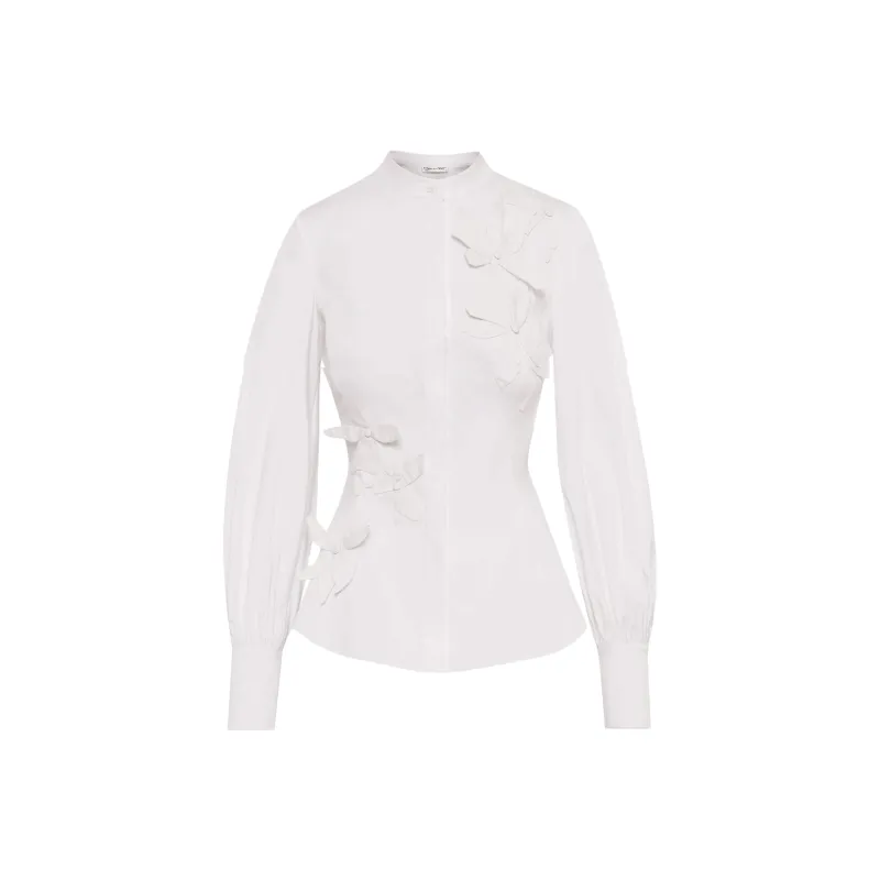 Oscar De La Renta Orchid Cotton Twill Blouse-0