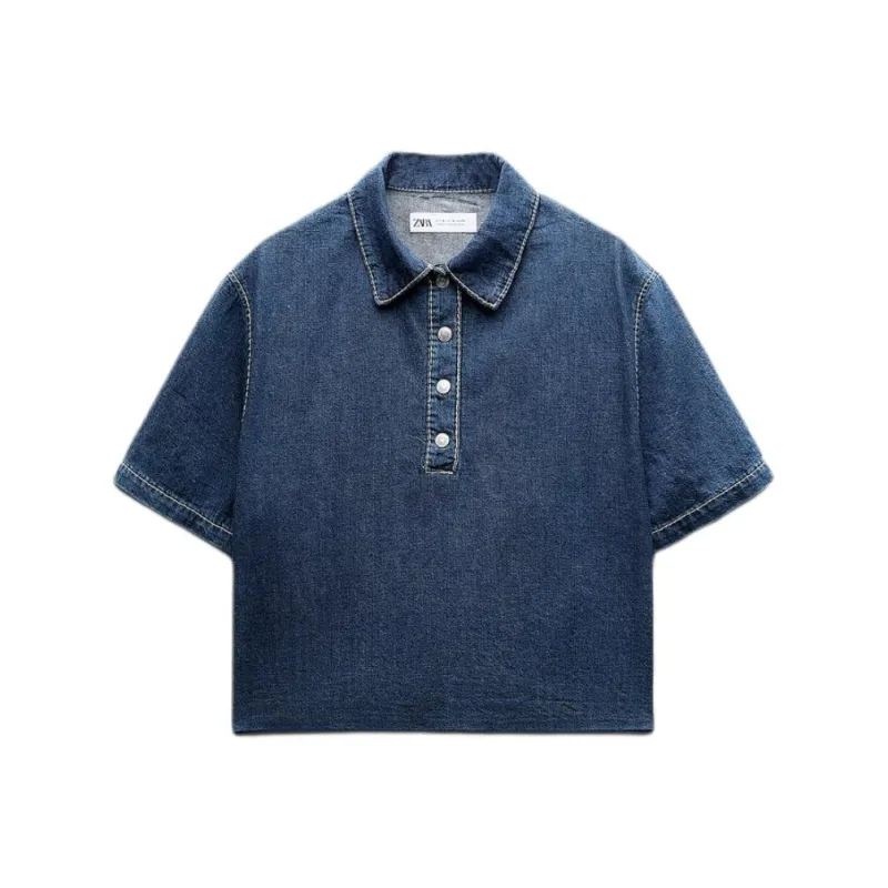ZARA Polo Shirts Women's Blue-0