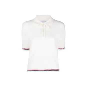 THOM BROWNE Rwb Striped Knitted Polo Shirt