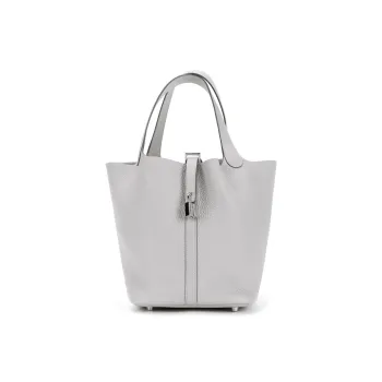 HERMES Picotin Lock Bullock Leather Basket Bag, Bucket Bag, Handbag Women's Gris Perle80 Gris Perle Pearl Gray