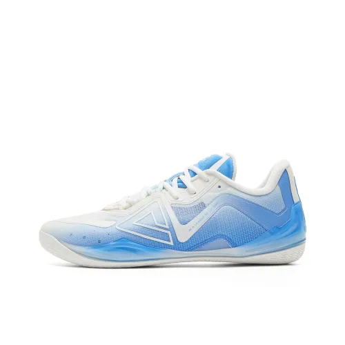 PEAK Cushioning, Slip Resistant, And Abrasion Resistant Low Top Basketball Shoes Men
s Milk White Blue