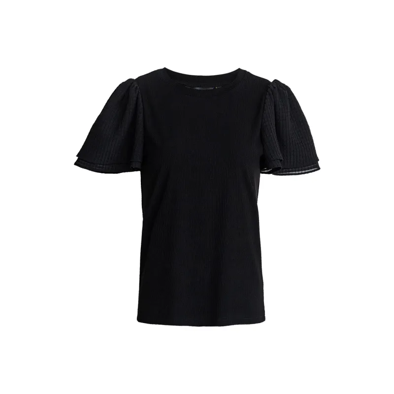 ROEYSHOUSE Puff Sleeve T Shirt Women's Black-0
