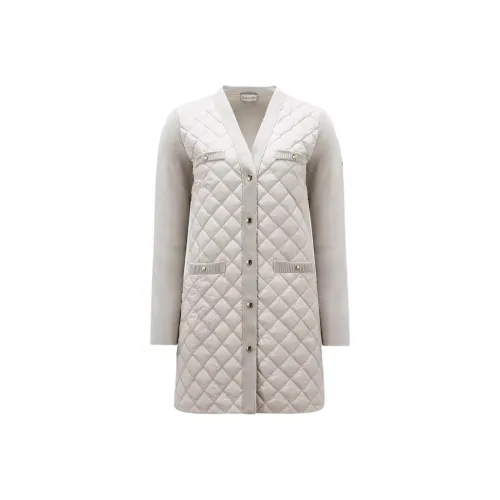 Moncler Padded Wool Long Cardigan Down Jacket Women's White