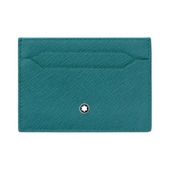 MONTBLANC Cow Leather Card Holder Men's Turquoise Blue