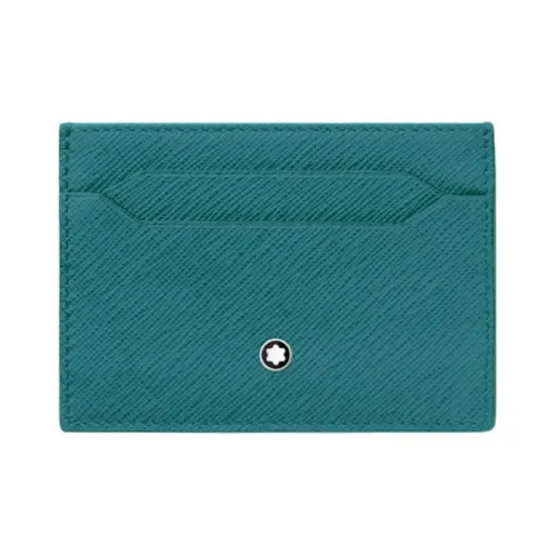 MONTBLANC Cow Leather Card Holder Men's Turquoise Blue