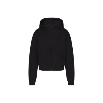 SKIMS COTTON FLEECE CLASSIC ZIP UP HOODIE Sweatshirt Women's ONYX/Onyx