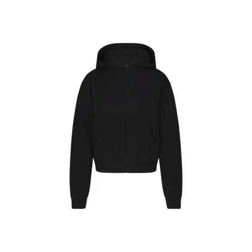 SKIMS COTTON FLEECE CLASSIC ZIP UP HOODIE Sweatshirt Women's ONYX/Onyx