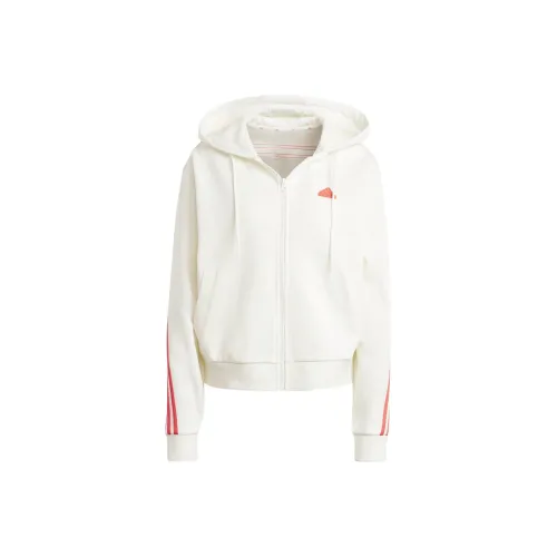 Adidas Future Icons Full Zip Hoodie Jackets Coats Women's Jade White