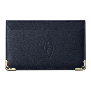 CARTIER Must De Cartier Cow Leather Card Holder Women's Midnight Blue