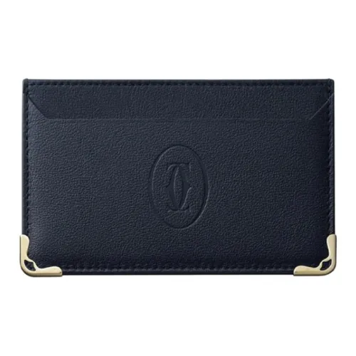 CARTIER Must De Cartier Cow Leather Card Holder Women's Midnight Blue