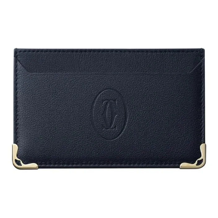 CARTIER Must De Cartier Cow Leather Card Holder Women's Midnight Blue-0