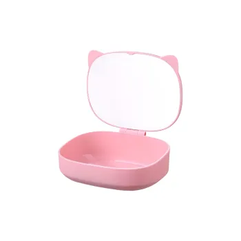 Love Of Wormwood Cute Bear Ear Strap Storage Box Make Up Mirrors Home Desktop Portable