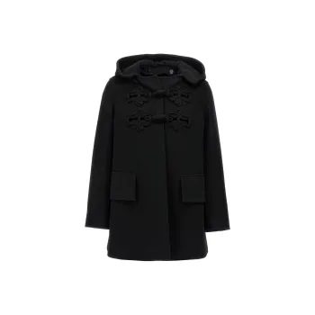 Valentino Embroidered Straight Hem Hooded Coat