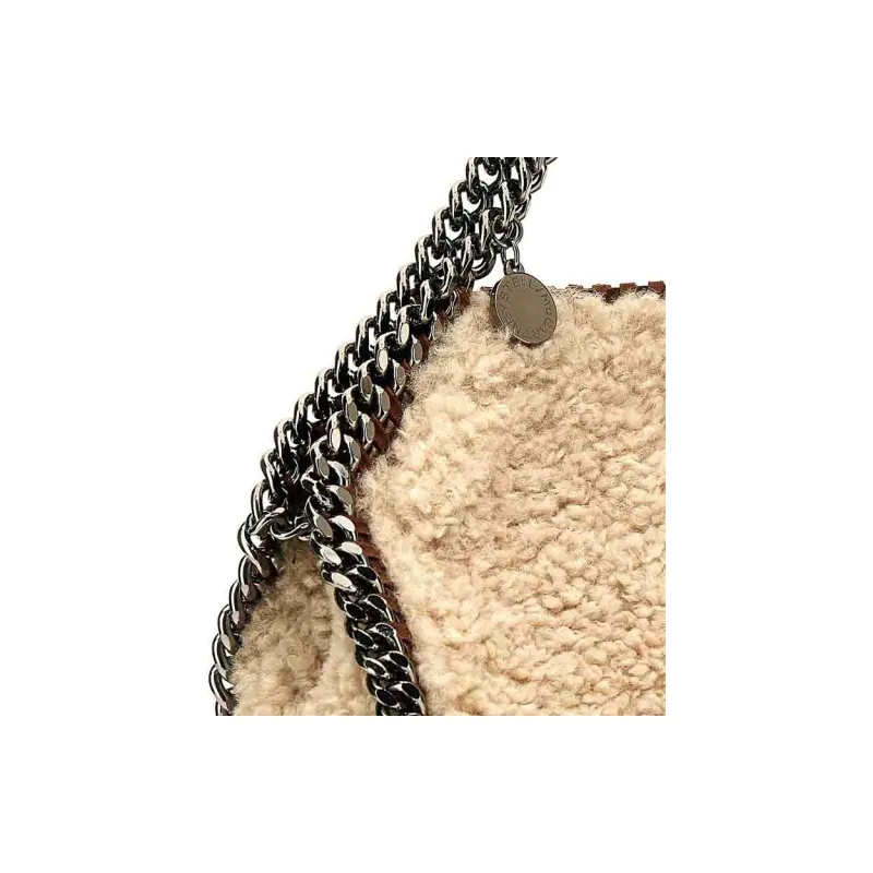 Stella McCartney Falabella Sheared Wool Tote Bag Shopping Bag Handbag Mini Women's Light Brown-3