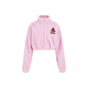 GUESS Bunny Patch Sherpa Fleece Zip Jacket Jackets Coats Women's Pink