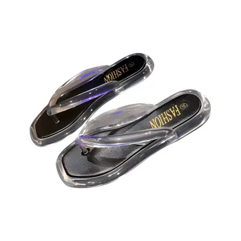 NAIHUO Fashion Crystal Flip Flops For Women's Outerwear Summer Indoor Anti Slip Trendy Toe Separating Sandal
