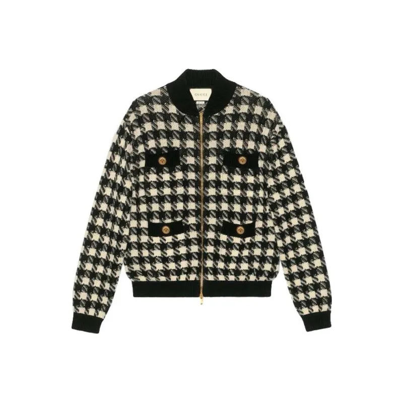 GUCCI Houndstooth Bomber Jacket Ivory/Black-0