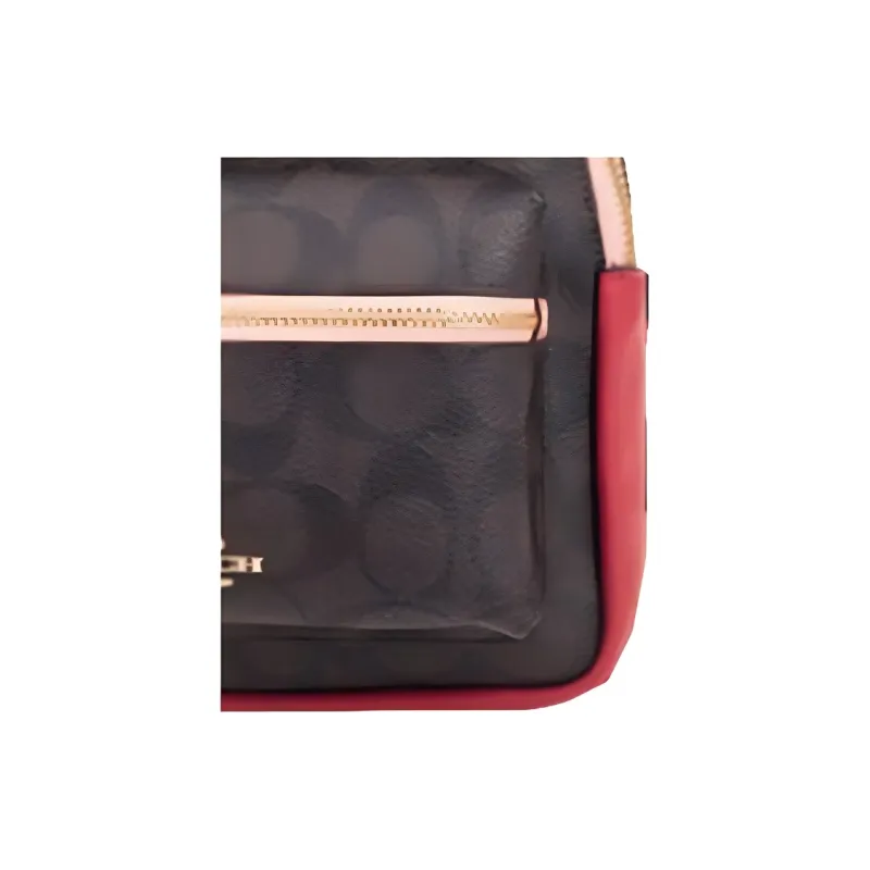 COACH Leather Backpack Mini Women's Dark Brown Pink Rose Red-4