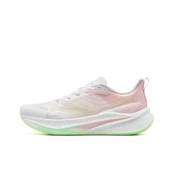 XTEP 2000km 3.0 Running Shoes Women's Low Top Classic White/Peach Blossom Pink/Elf Green