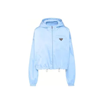PRADA Re Nylon Cropped Jacket Celeste Blue