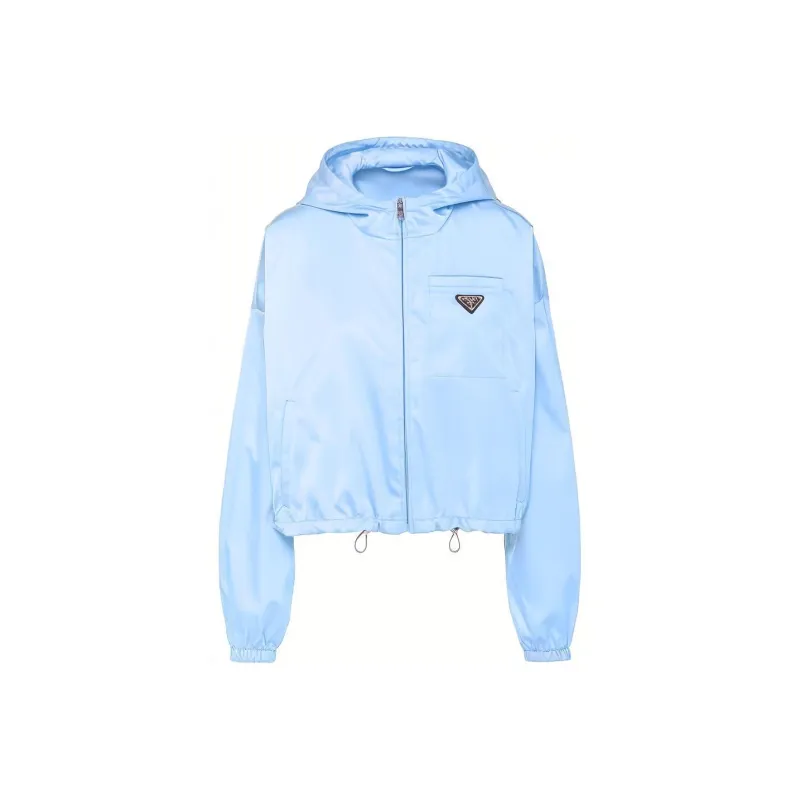 PRADA Re Nylon Cropped Jacket Celeste Blue-0