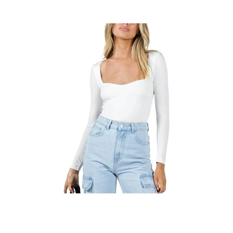 PRINCESS POLLY ALBERTA LONG SLEEVE BODYSUIT Bodysuits Women's White/White-0